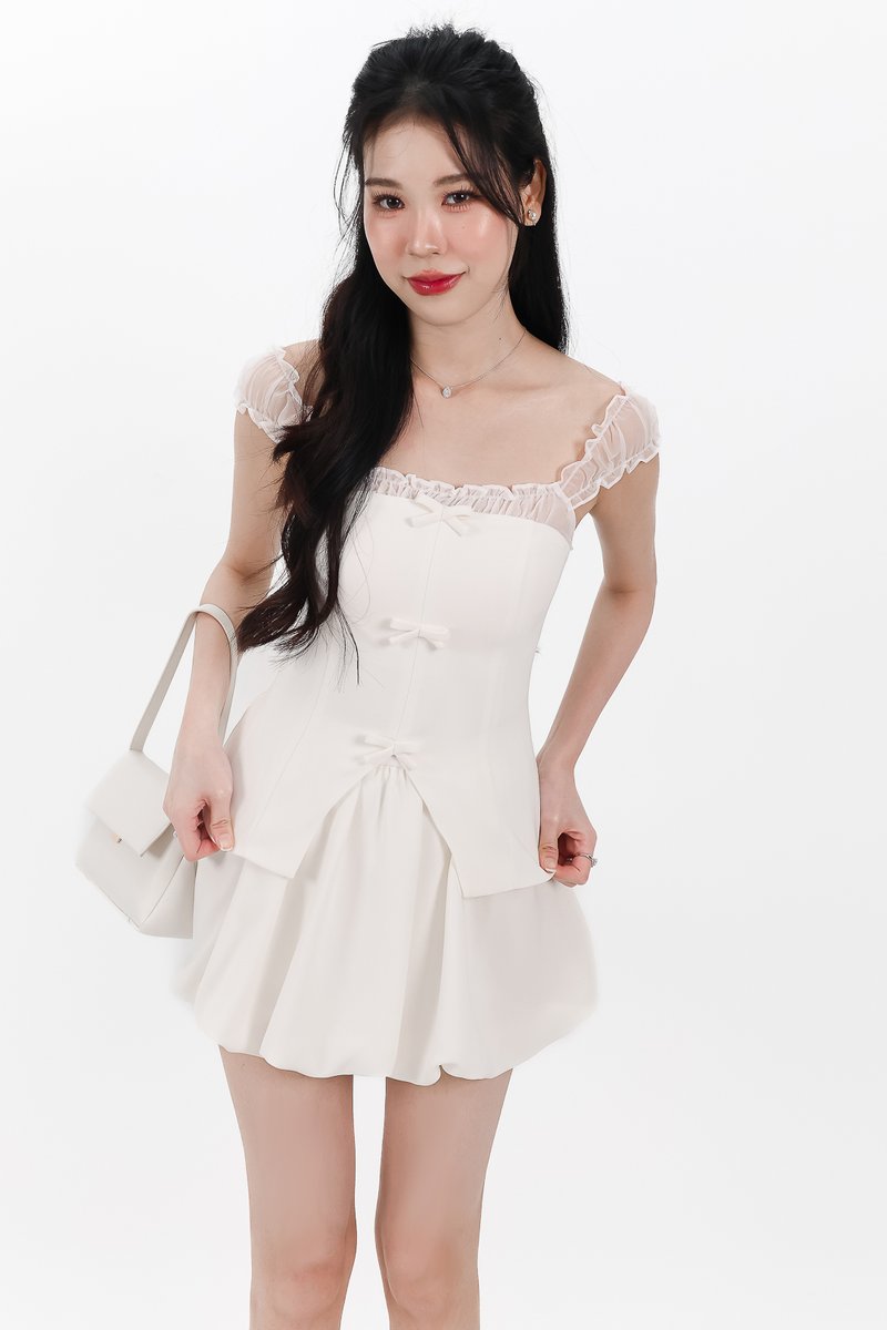 Cindi Co-ord Bubble Skorts V1 in White