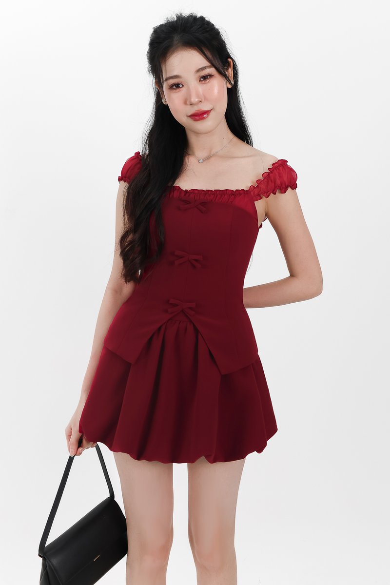 Cindi Co-ord Offshoulder Top in Dark Red Cindi Co-ord Offshoulder Top in Dark Red