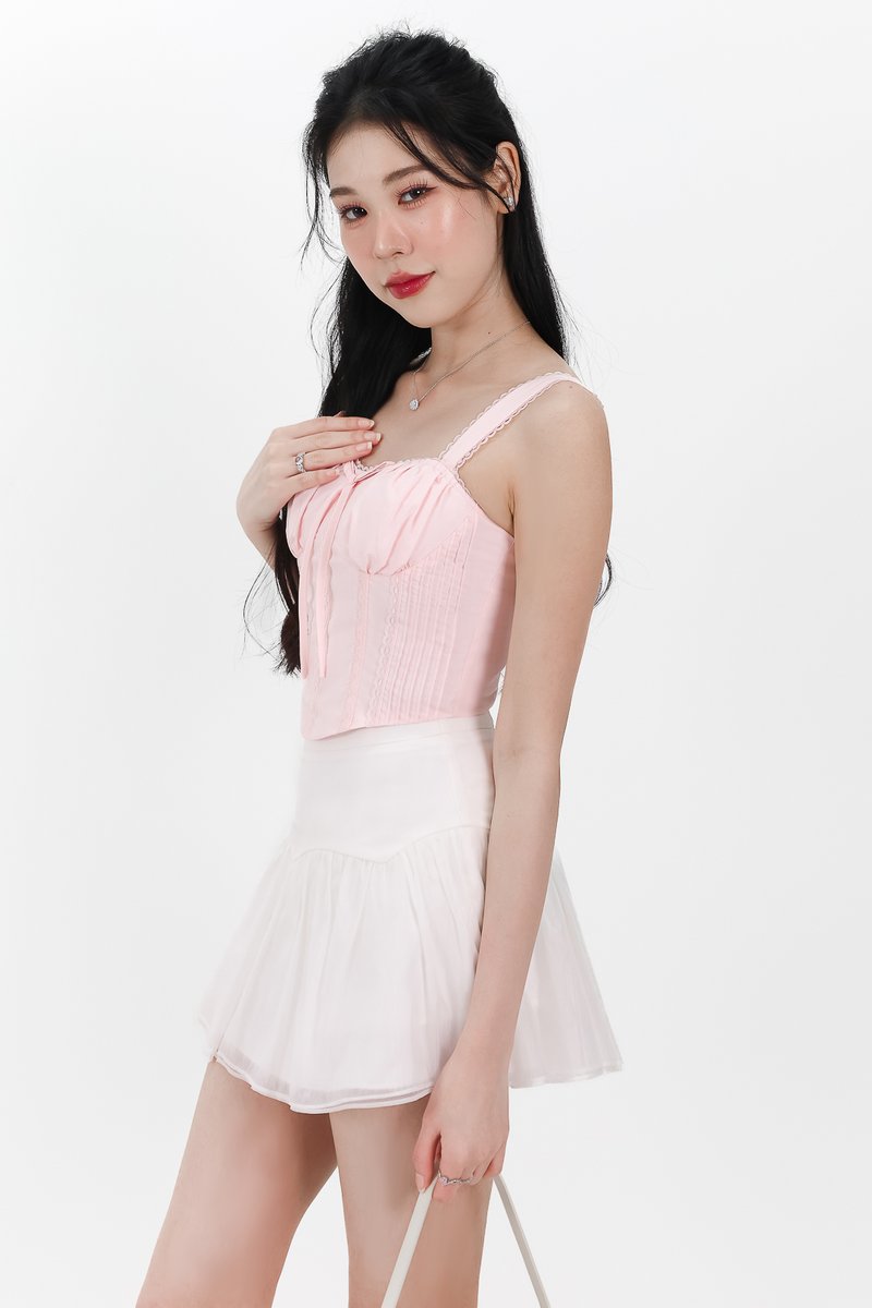 Lyladyn Lace Trimming Top in Pastel Pink Lyladyn Lace Trimming Top in Pastel Pink