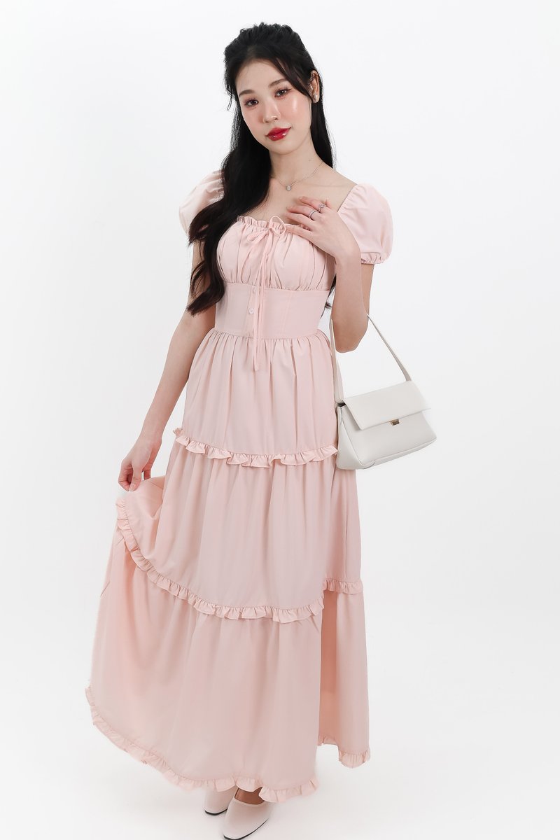 Sieralie Sleeved Midaxi in Light Pink