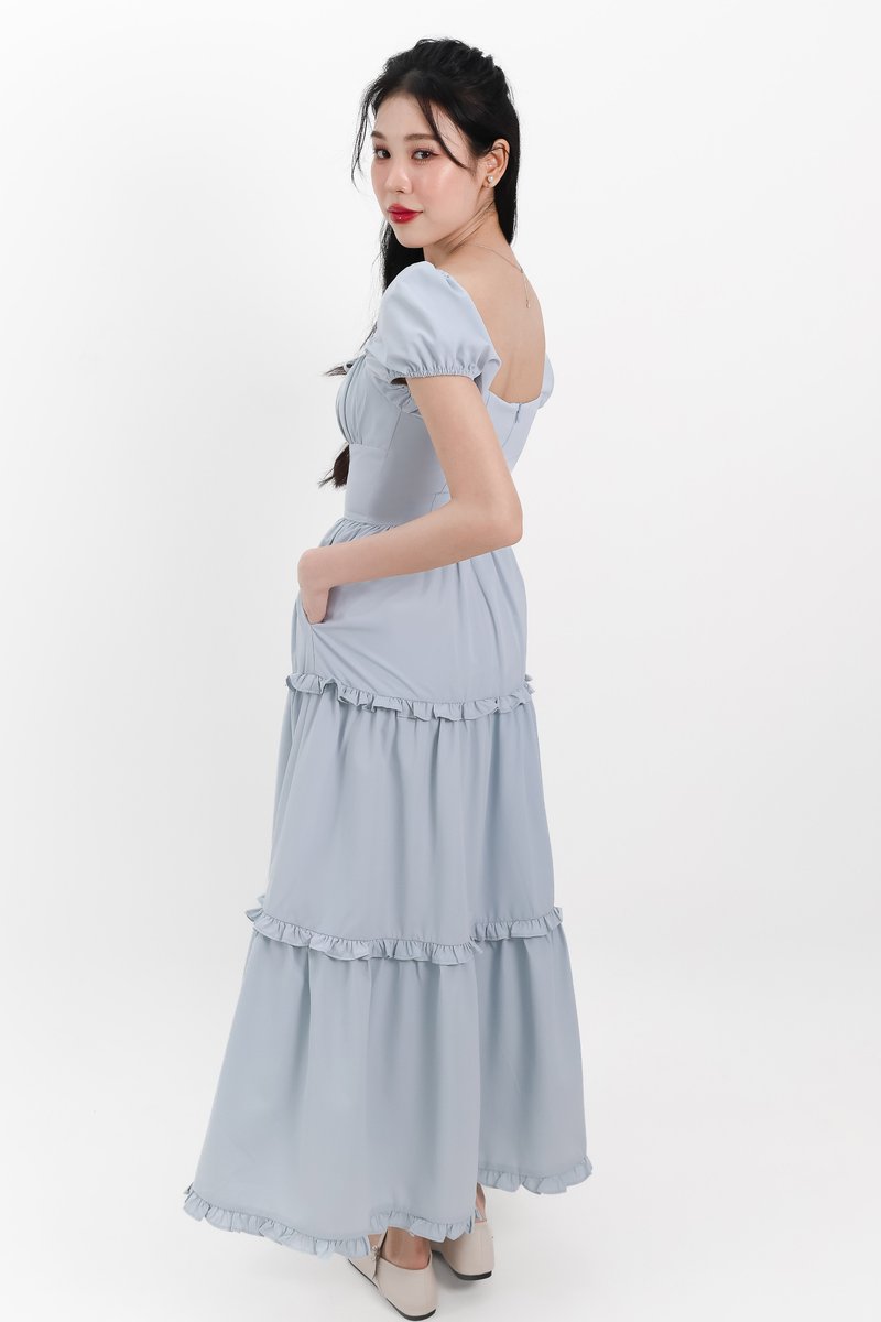 Sieralie Sleeved Midaxi in Light Blue