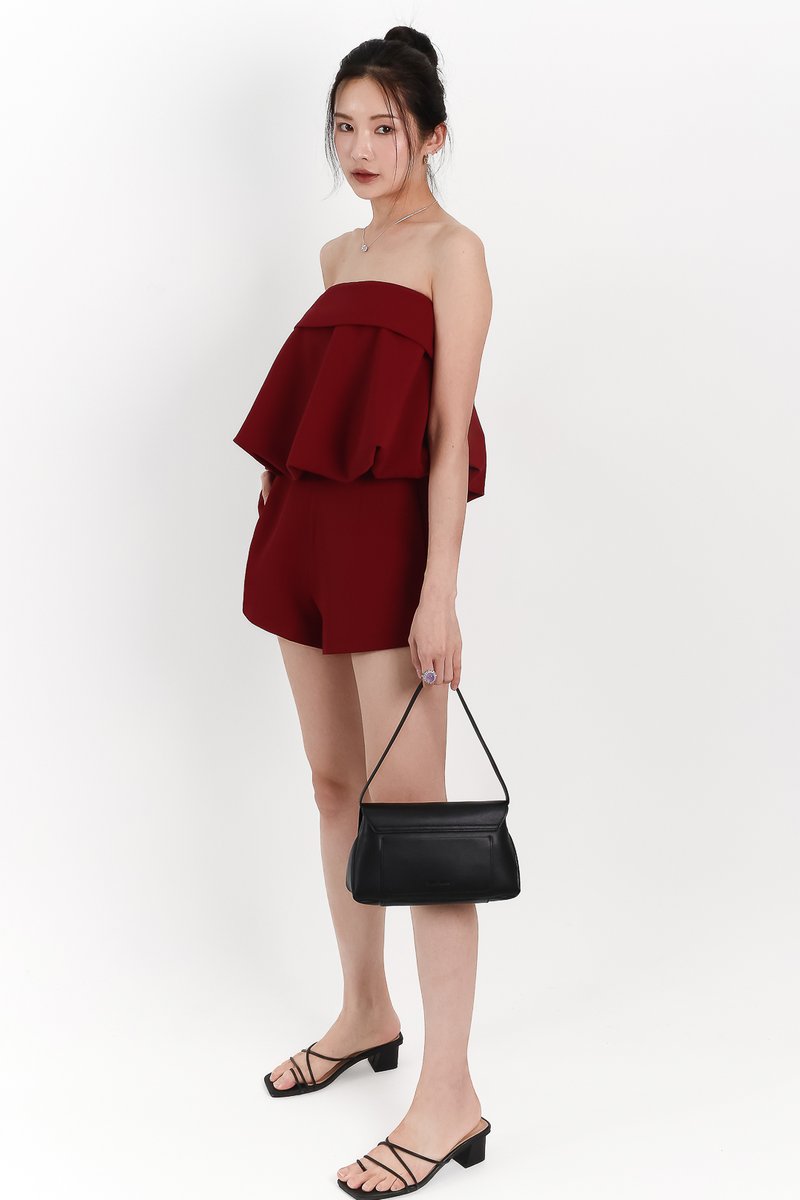 Bettie Bubble Tube Top in Dark Red