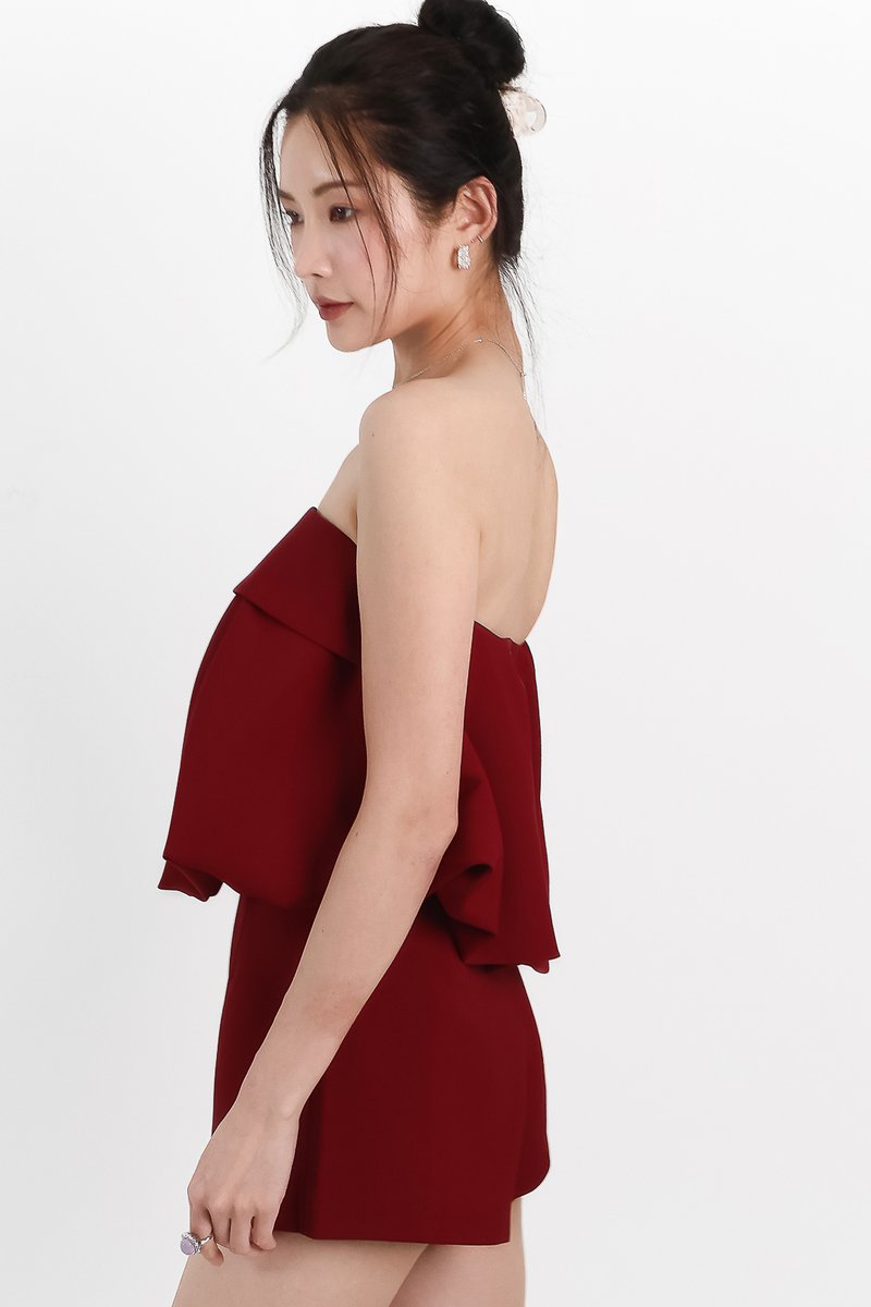 Bettie Bubble Tube Top in Dark Red