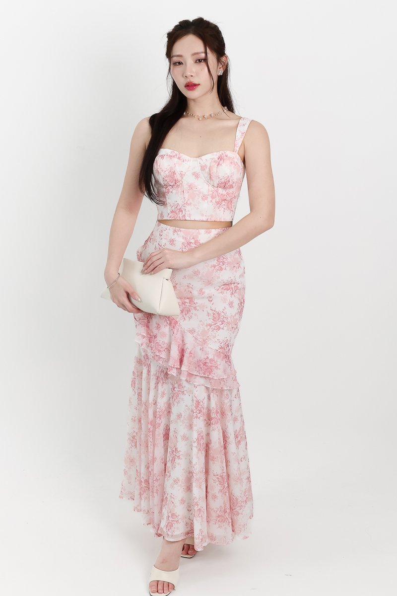 Fauna Floral Printed Co-ord Set in Pink Florals ( Regular Length )