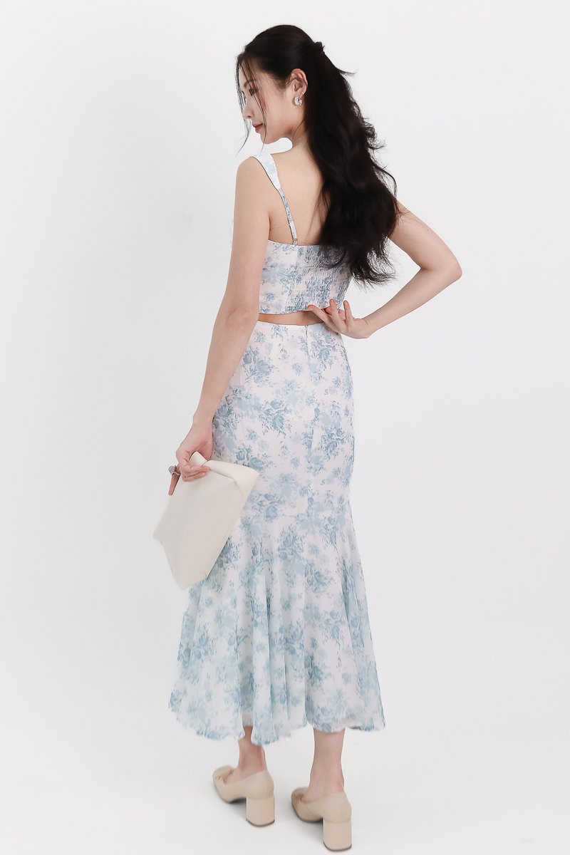 Fauna Floral Printed Co-ord Top in Blue Florals