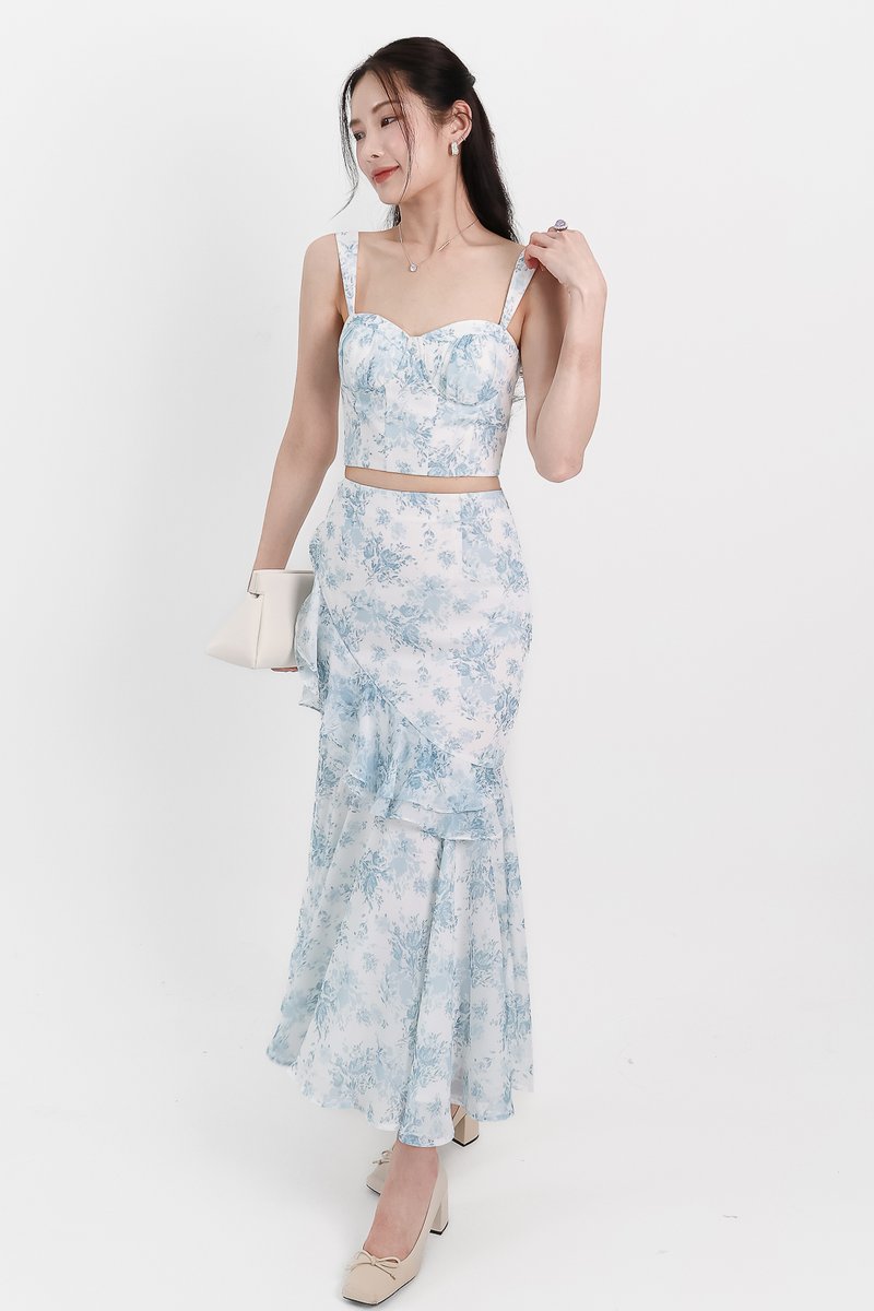 Fauna Floral Printed Co-ord Top in Blue Florals