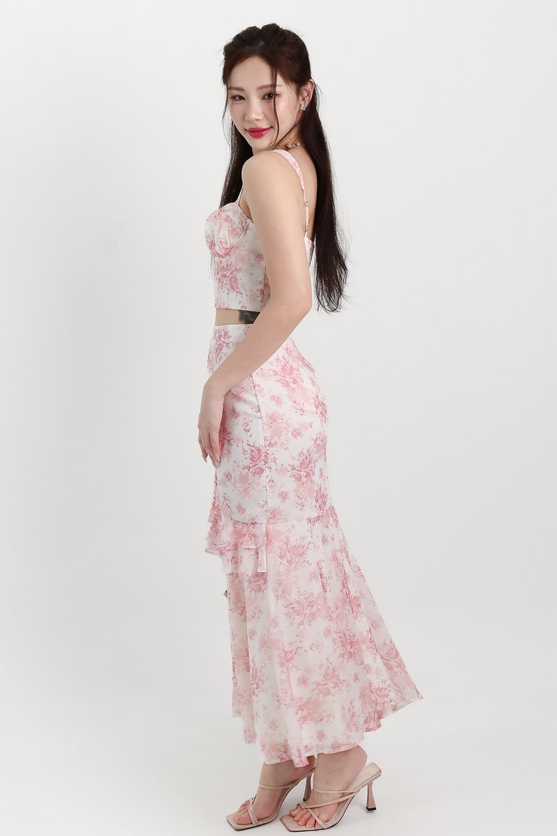 Fauna Floral Printed Co-ord Set in Pink Florals ( Petite Length )