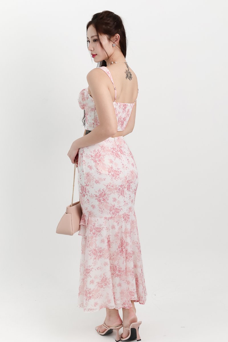 Fauna Floral Printed Co-ord Top in Pink Florals