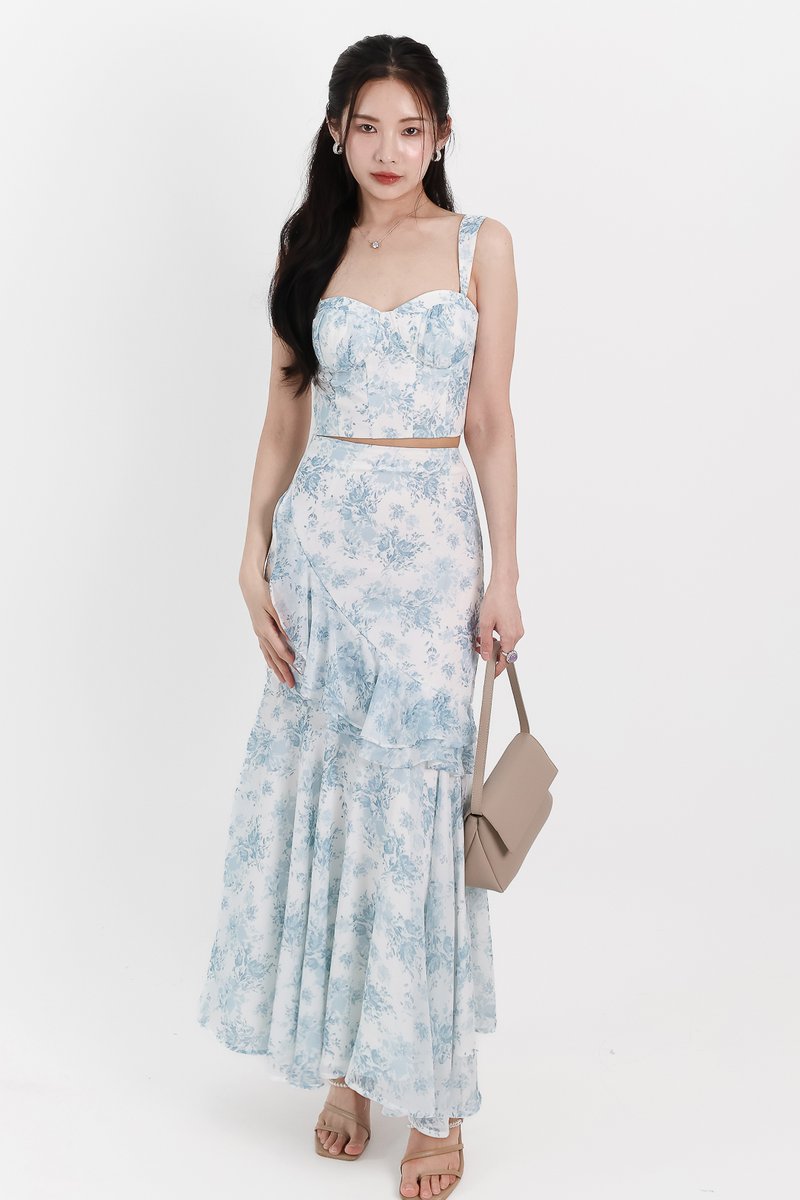 Fauna Floral Printed Co-ord Maxi Skirt in Blue Florals ( Regular Length ) Fauna Floral Printed Co-ord Maxi Skirt in Blue Florals ( Regular Length )