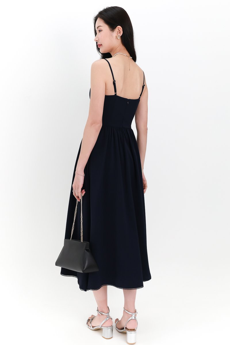 Theresa Trimmings Midaxi Dress in Midnight