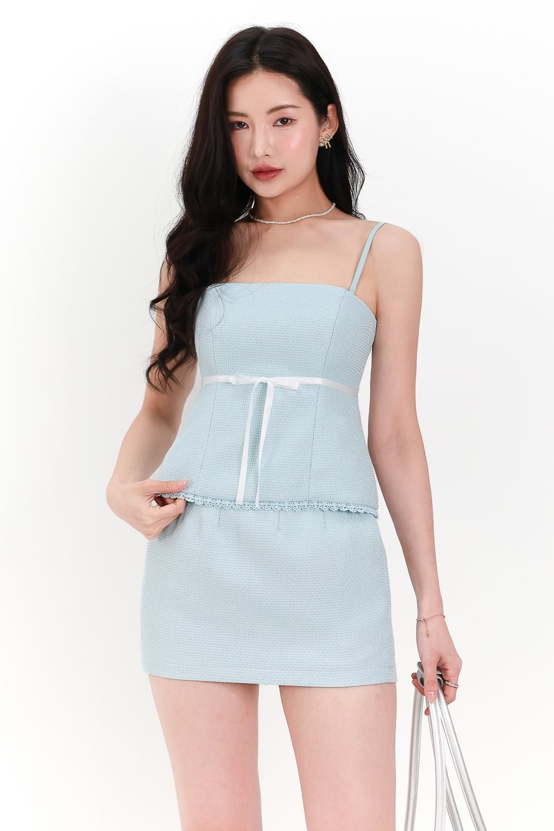 Tiari Tweed Co-ord Skorts in Tiffany Blue