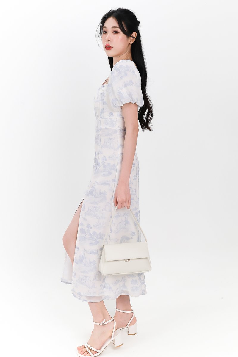 Pardynn Printed Sleeved Midaxi Dress in Blue