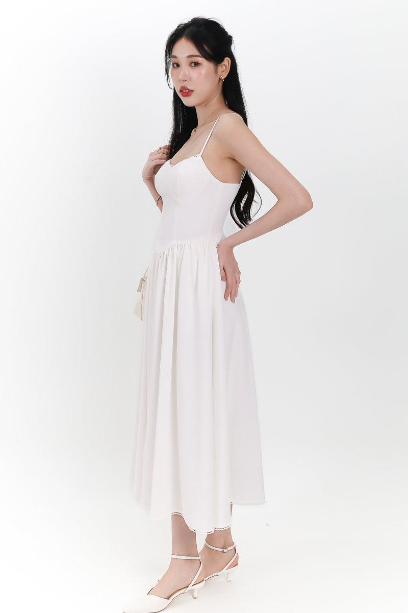 DEFECT | Theresa Trimmings Midaxi Dress in White in M DEFECT | Theresa Trimmings Midaxi Dress in White in M