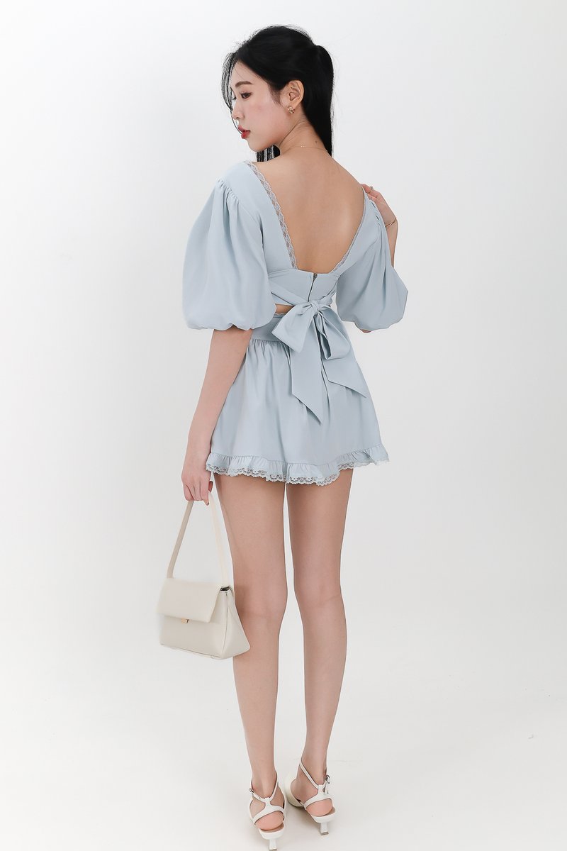 Lene Lace Trimming Co-ord Skorts in Ice Blue