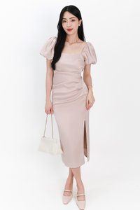 SALE EXCLUSIVE | Sophina Sleeved Midi in Champagne Blush