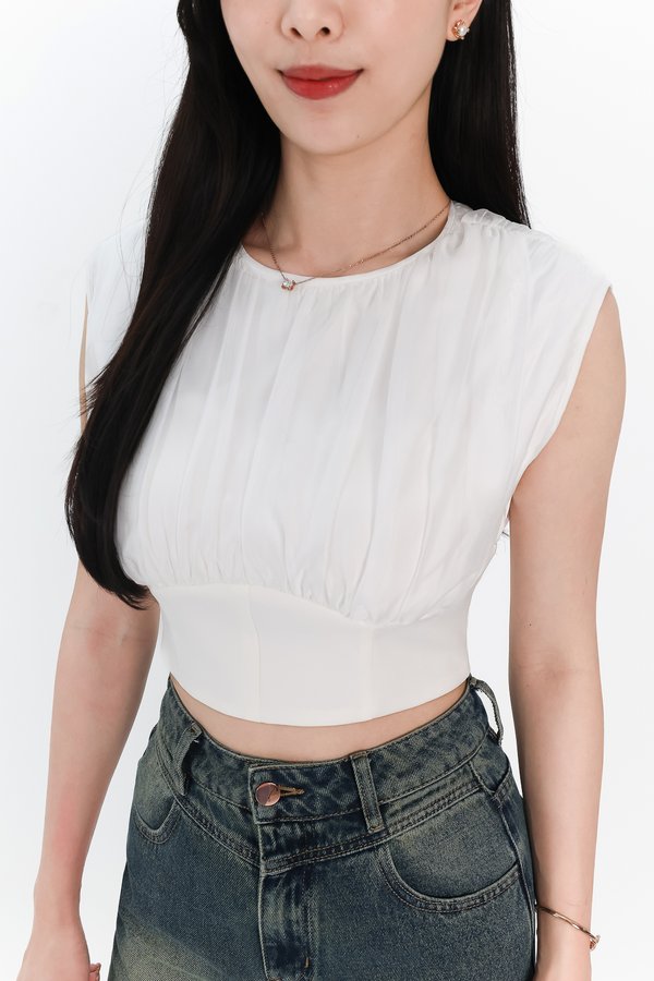 SALE EXCLUSIVE | Rei Ruched Top in White