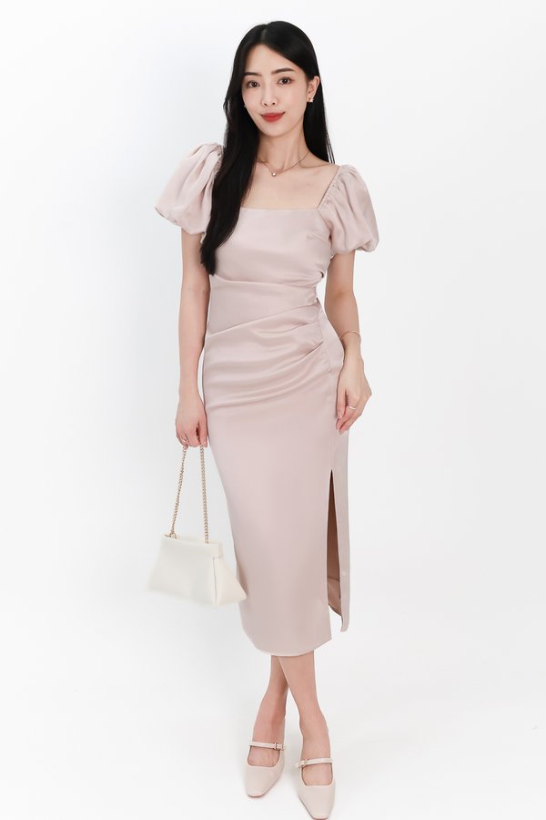 SALE EXCLUSIVE | Sophina Sleeved Midi in Champagne Blush