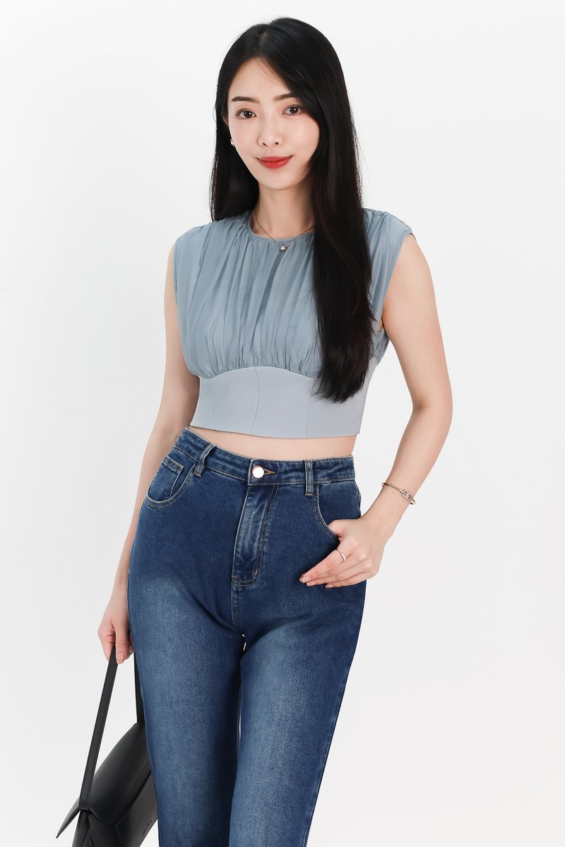 SALE EXCLUSIVE | Rei Ruched Top in Sea Blue SALE EXCLUSIVE | Rei Ruched Top in Sea Blue