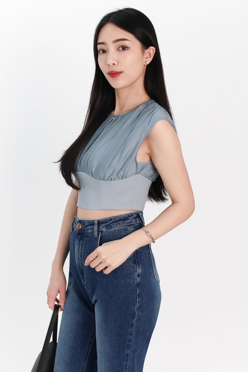 SALE EXCLUSIVE | Rei Ruched Top in Sea Blue SALE EXCLUSIVE | Rei Ruched Top in Sea Blue