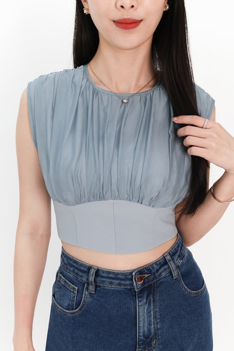 SALE EXCLUSIVE | Rei Ruched Top in Sea Blue SALE EXCLUSIVE | Rei Ruched Top in Sea Blue