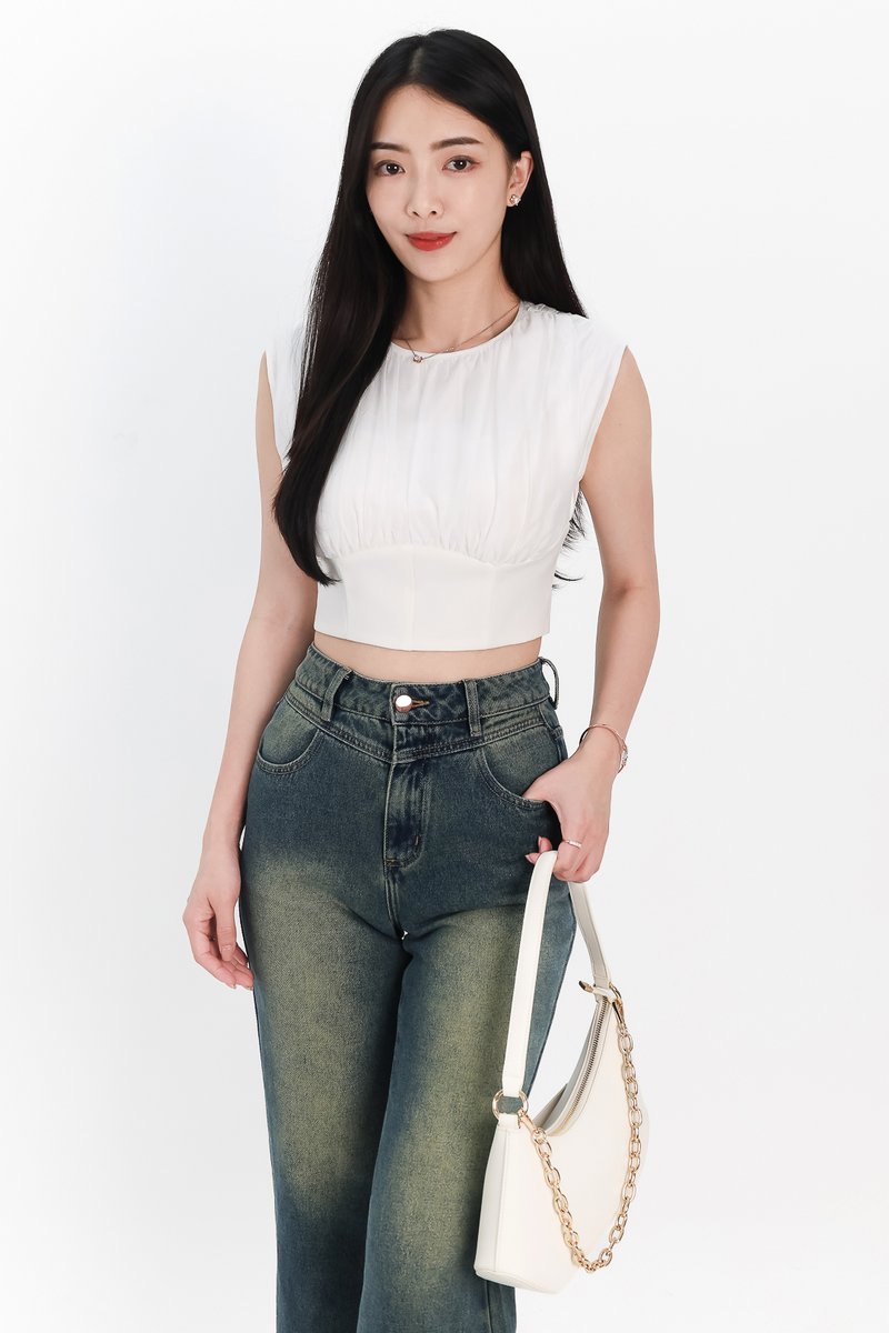 SALE EXCLUSIVE | Rei Ruched Top in White SALE EXCLUSIVE | Rei Ruched Top in White