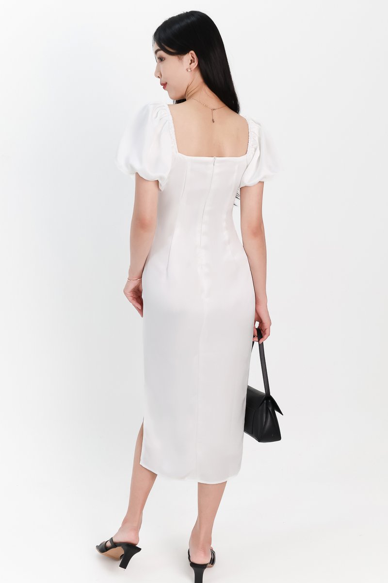 DEFECT | Sophina Sleeved Midi in White in S