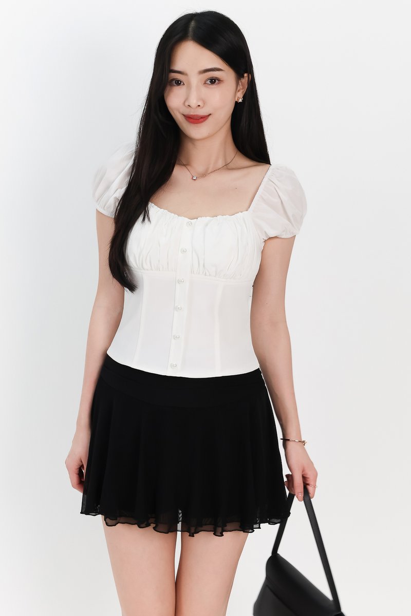 DEFECT | Sevyn Sleeved Top in White in S