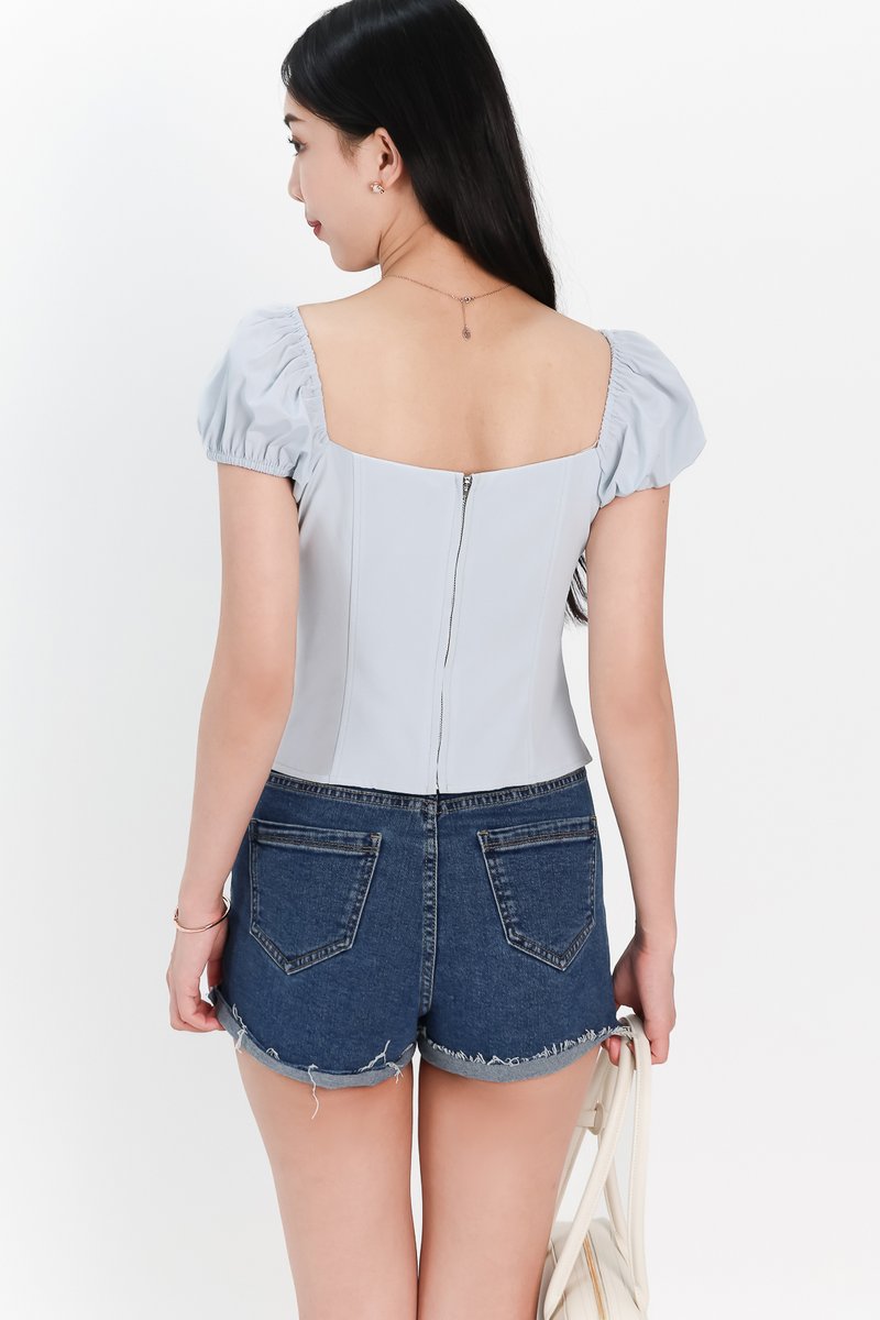 Sevyn Sleeved Top in Ice Blue