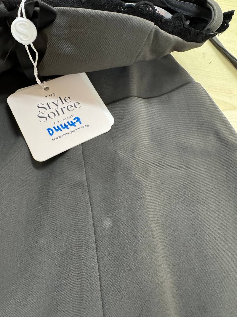 DEFECT | Raegan Ribbon Romper Spag Dress in Dark Grey in XS