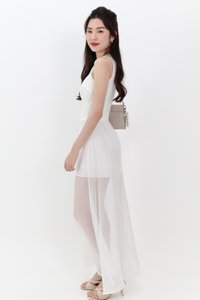 Diana Drape Padded Tank Top in White