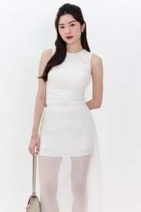 Diana Drape Padded Tank Top in White