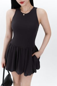 RESTOCKS | Berla Bubble Tank Romper Dress V2 in Dark Grey