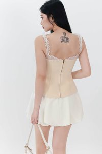 Cindi Co-ord Offshoulder Top in Pale Yellow