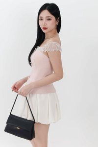 Cindi Co-ord Offshoulder Top in Pastel Pink