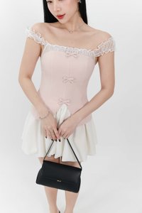 Cindi Co-ord Offshoulder Top in Pastel Pink