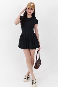 RESTOCKS | Serla Sleeved Bubble Romper Dress in Black