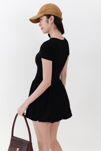 RESTOCKS | Serla Sleeved Bubble Romper Dress in Black