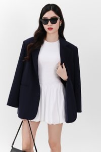 Serla Sleeved Bubble Romper Dress in White Serla Sleeved Bubble Romper Dress in White