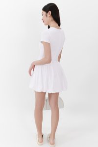 Serla Sleeved Bubble Romper Dress in White Serla Sleeved Bubble Romper Dress in White