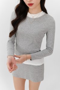 Chiara Co-ord Layered Sleeve Top in Light Grey Chiara Co-ord Layered Sleeve Top in Light Grey