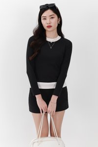 Chiara Co-ord Layered Sleeve Top in Black