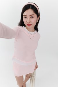 Chiara Co-ord Layered Sleeve Top in Light Soft Pink