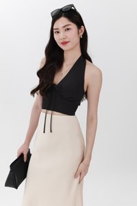 Trea Tie Front Top in Black