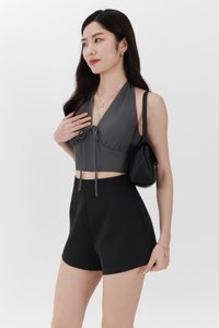 Trea Tie Front Top in Steel Grey