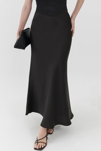 Chelsea Co-ord Satin Skirt in Black ( Regular Length )