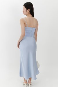 Chelsea Co-ord Satin Skirt in Light Blue ( Petite Length ) Chelsea Co-ord Satin Skirt in Light Blue ( Petite Length )