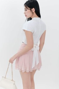 Pia Pleated Sleeved Top in White Pia Pleated Sleeved Top in White