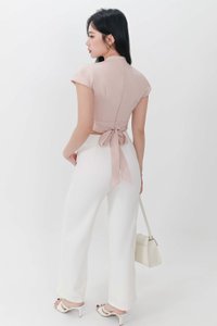 DEFECT | Pia Pleated Sleeved Top in Light Pink in XXS DEFECT | Pia Pleated Sleeved Top in Light Pink in XXS