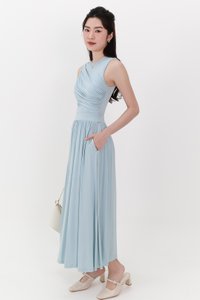 Darrie Drape Tank Dress in Blue