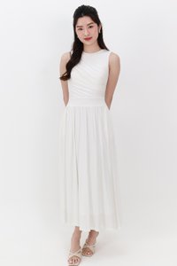 Darrie Drape Tank Dress in White